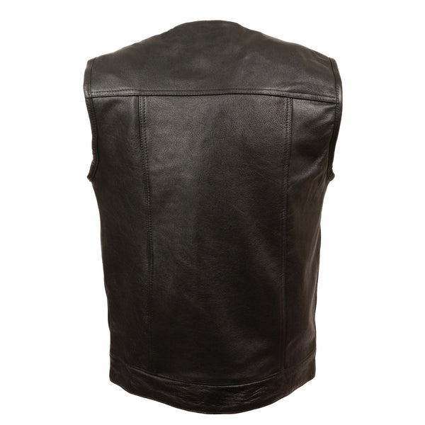 Men’s Black Collarless Concealed Snap Club Style Vest