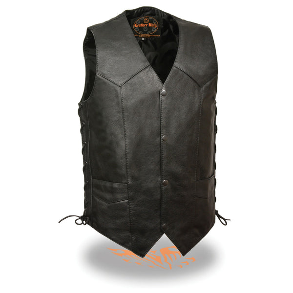 Men’s Black Classic Side Lace Vest w/ Gun Pockets