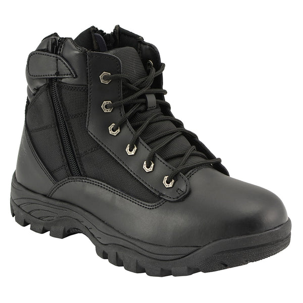 Mens 6″ Leather Tactical Lace Front Boot with Side Zipper Entry