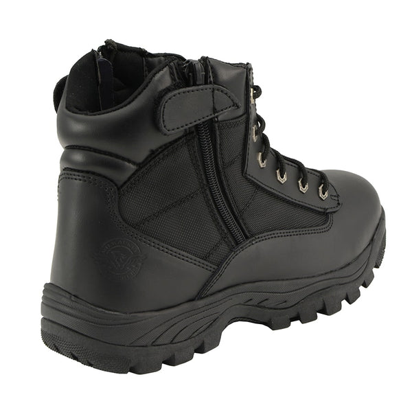 Mens 6″ Leather Tactical Lace Front Boot with Side Zipper Entry