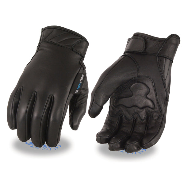 Men’s Leather Gloves with Gel Palm, Cool Tec Technology – Touch Screen Fingers
