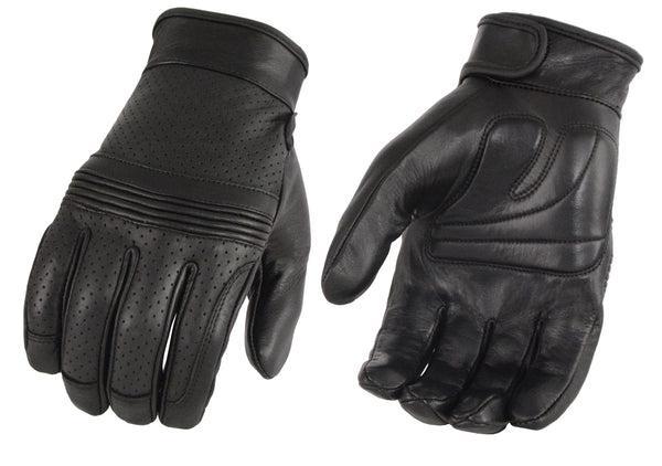 Men’s Premium Leather Perforated Glove w/ Flex Knuckles – Touch Screen Fingers