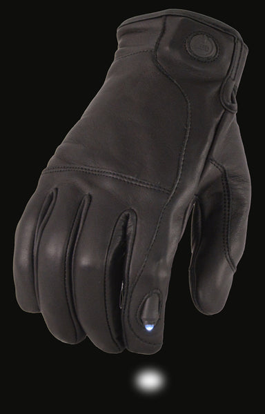 Men’s Premium Leather Gloves w/ Led Finger Lights & Touch Feature