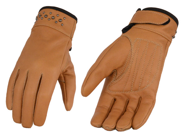 Women’s Leather Glove w/ Gel Pam & Rivet Detailing