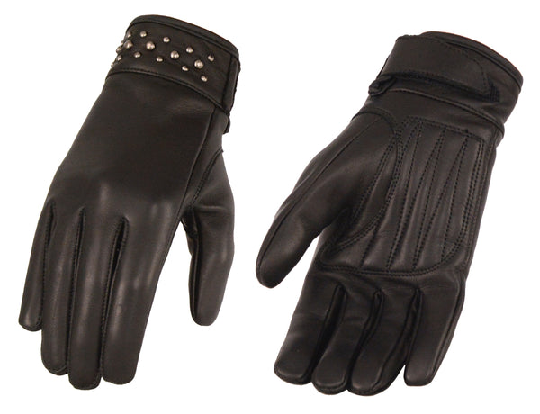 Women’s Leather Glove w/ Gel Pam & Rivet Detailing