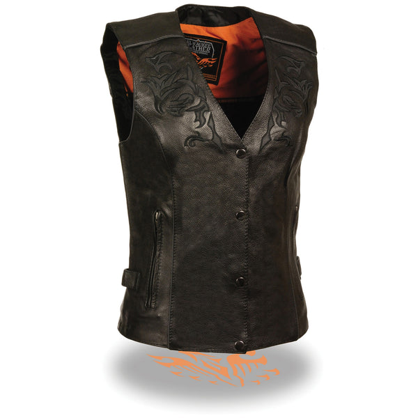 Women’s Vest w/ Reflective Tribal Design & Piping