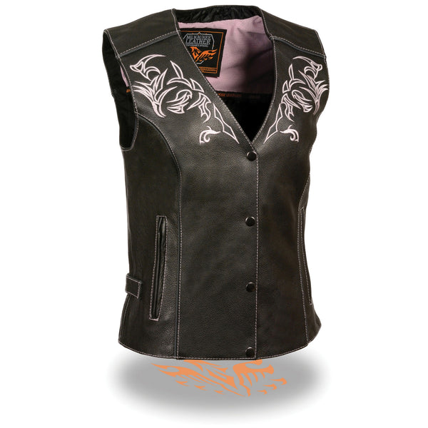 Women’s Vest w/ Reflective Tribal Design & Piping