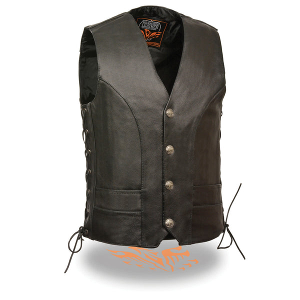 Men’s Black Premium Side Lace Vest w/ Buffalo Snaps