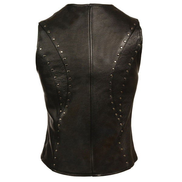 Women’s Black Zipper Front Vest w/ Studding Detail