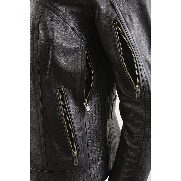 Women’s Black Vented Racer Jacket w/ Removable Full Hoodie Liner