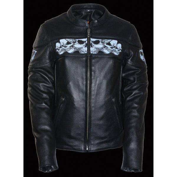Women’s Crossover Scooter Jacket w/ Reflective Skulls