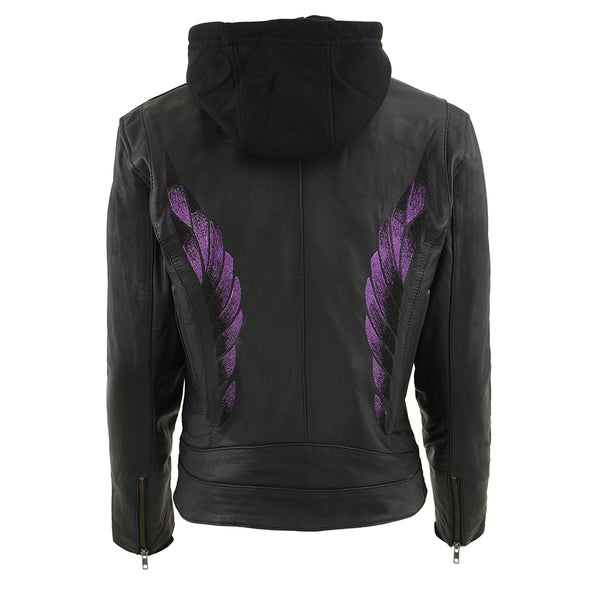 Women’s Lightweight Scuba Jacket w/ Purple Wings & Full Hoodie Liner