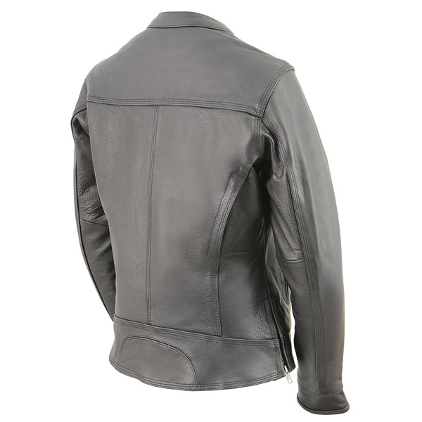 Women’s ‘Cool-Tec’ Black Leather Triple Stitch Scooter Jacket