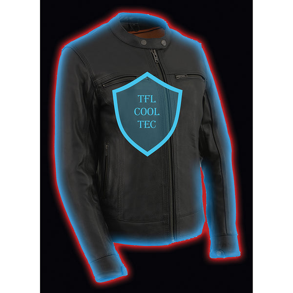 Women’s ‘Cool-Tec’ Black Leather Triple Stitch Scooter Jacket