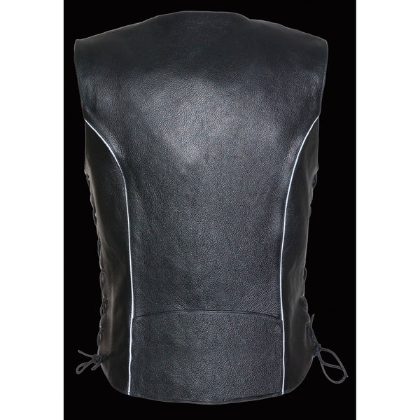 Women’s Black Side Lace Vest w/ Reflective Piping