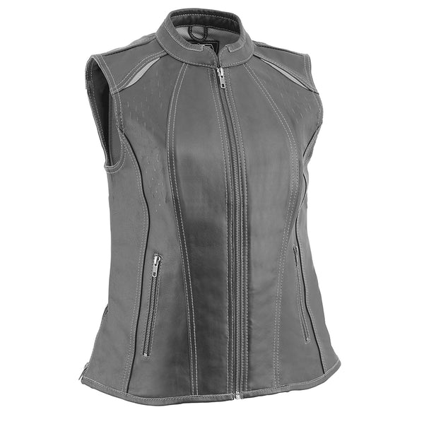 Women’s Black Scuba Style Racer Vest w/ Laser Cut Accents