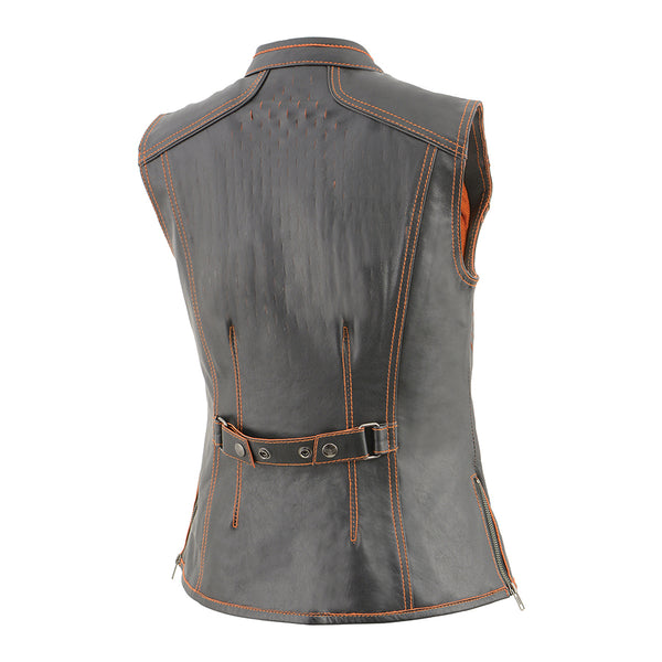 Women’s Black Scuba Style Racer Vest w/ Laser Cut Accents