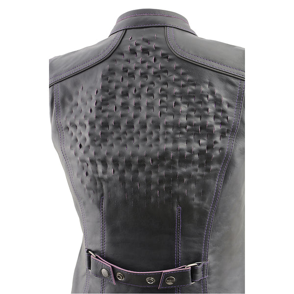 Women’s Black Scuba Style Racer Vest w/ Laser Cut Accents