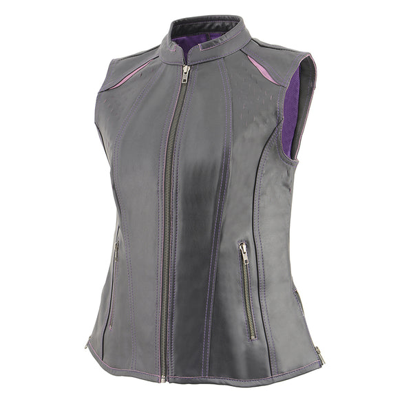 Women’s Black Scuba Style Racer Vest w/ Laser Cut Accents