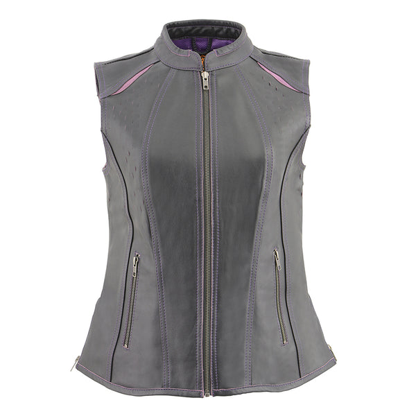 Women’s Black Scuba Style Racer Vest w/ Laser Cut Accents