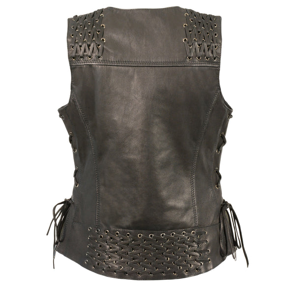 Women’s Black Lightweight Lace to Lace Snap Front Vest