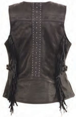 Women’s Black Snap Front Vest W/ Fringe