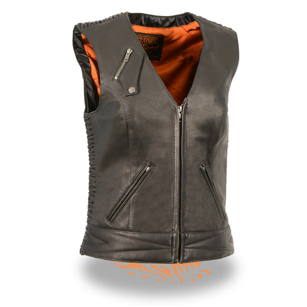 Women’s Lightweight Zipper Front Vest w/ Crinkle Detailing