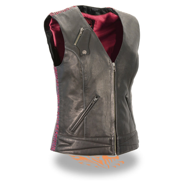 Women’s Lightweight Zipper Front Vest w/ Crinkle Detailing