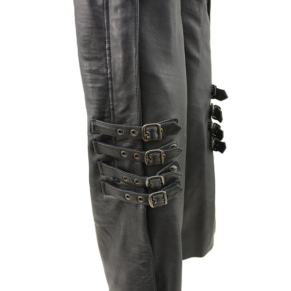 Women Buckled Up Black Leather Chaps