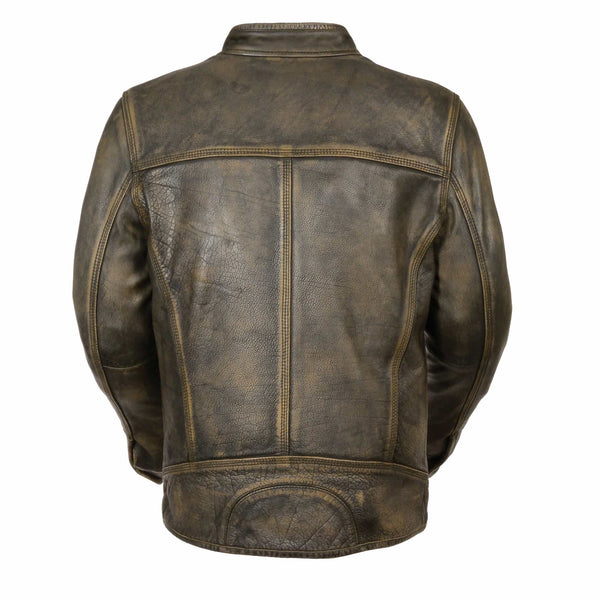 Men’s Brown Distressed Scooter Jacket w/ Venting