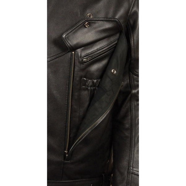 Men’s Black Side Set Belt Utility Pocket M/C jacket