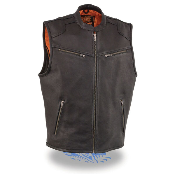 Men’s Zipper Front Leather Vest w/ Cool Tec® Leather