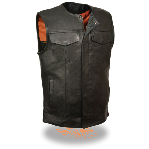 Men’s Collarless Snap/Zip Front Club Style Vest