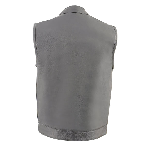 Men’s Cool Tec Leather Snap/Zip Front Club Style Vest