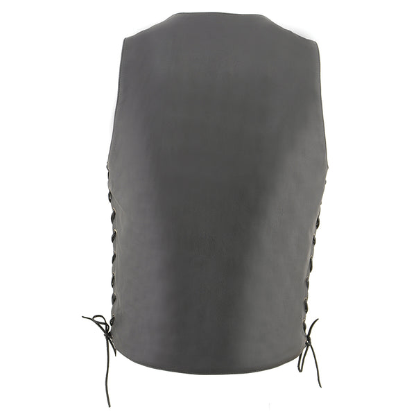 Men’s Cool Tec Black Leather 10 Pocket Snap Front Vest