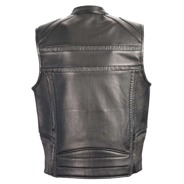 Men’s Black Reflective Band & Piping Zipper Front Vest