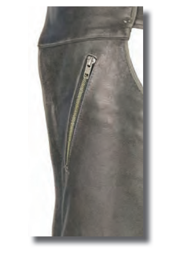 Vintage Distressed Grey Slate Chap W/ Deep Thigh Zippered Pockets