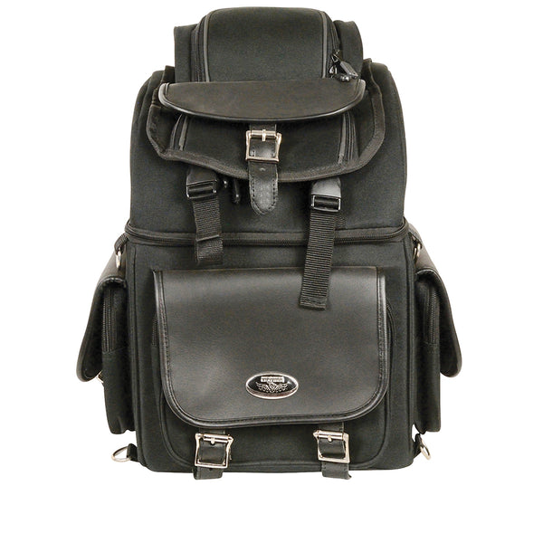 Textile Back Seat Sissy Bar Bag w/ 5 Large Outer Pockets