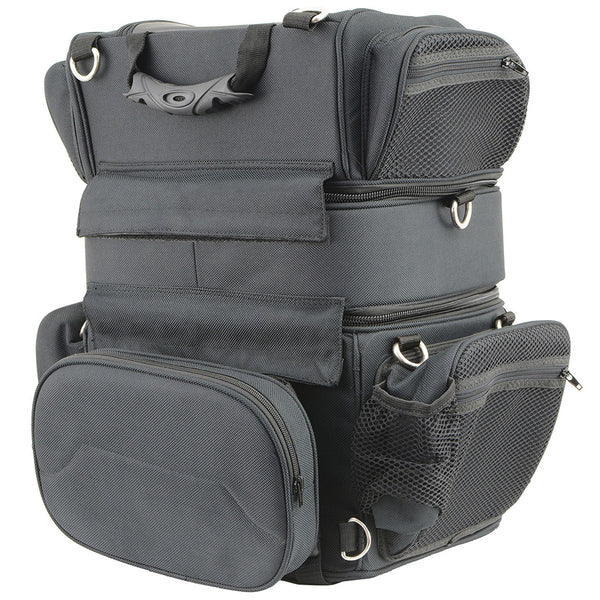 Triple Barrel Sissy Bar Rack Bag w/ 5 Bonus Pockets