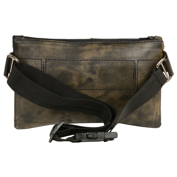 Unisex Black Leather Belt Bag w/ Gun Holster