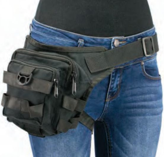 Conceal & Carry Black Textile Tactical Thigh Bag W/ Waist Belt