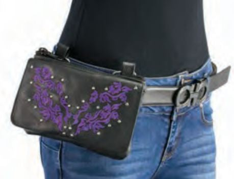 Women’s Leather Multi Pocket Belt Bag W/ Gun Holster
