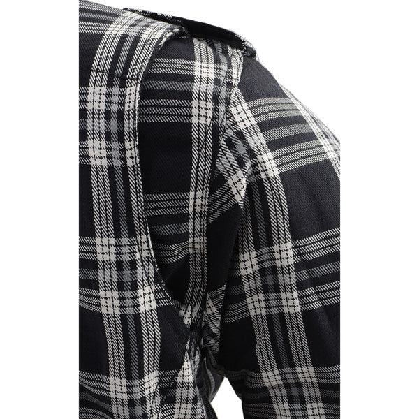 Women’s Black & White Armored Flannel Biker Shirt w/ Reinforced Fibers