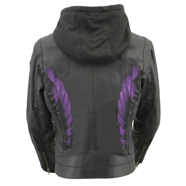 Women Black Zipper Front Jacket with Full Sleeve Removable Hoodie