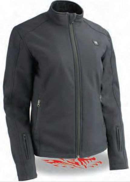 Women Zipper Front Heated Soft Shell Jacket W/ Front & Back Heating Elements