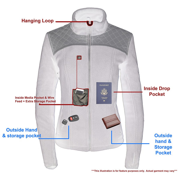 Women Micro Fleece Zipper Front Jacket w/ Reflective Stripes