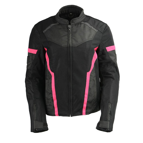 Ladies Black & Pink Nylon/Mesh Racing Jacket w/ Removable Rain Jacket Liner