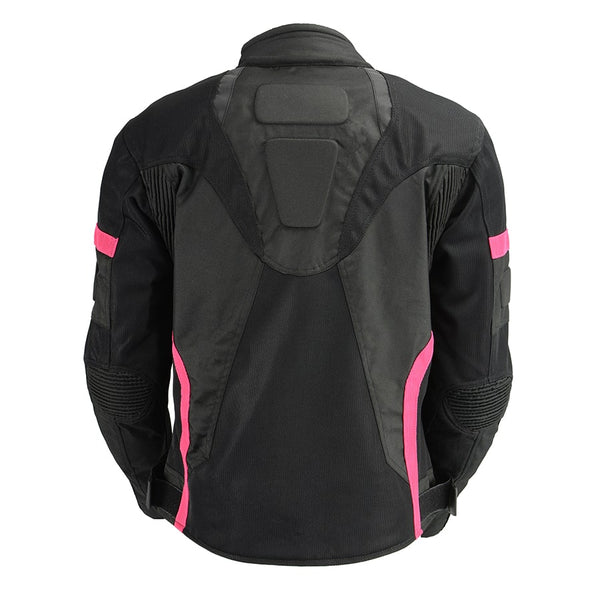 Ladies Black & Pink Nylon/Mesh Racing Jacket w/ Removable Rain Jacket Liner