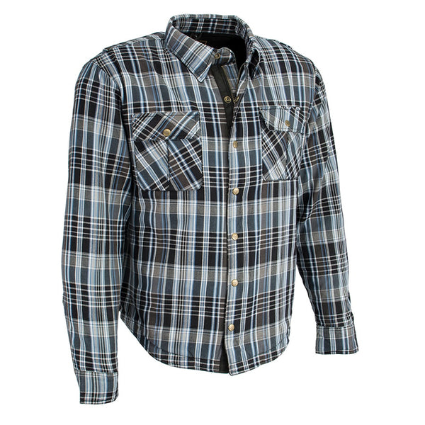 Men’s Armored Flannel Biker Shirt w/ Aramid® by DuPont™ Fibers