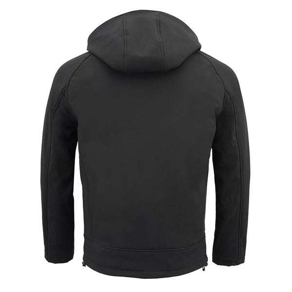 Mens Soft Shell Heated Zipper Front Jacket w/ Detachable Hood